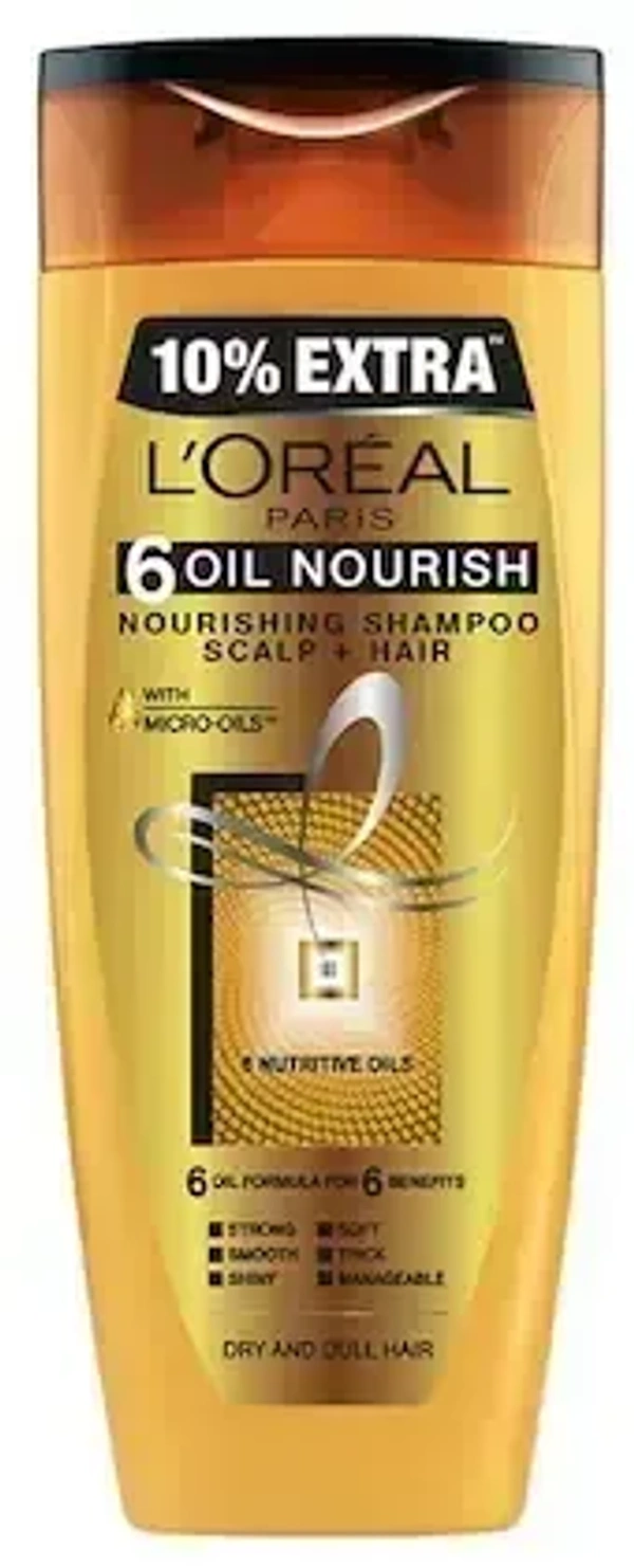 Loreal L'Oreal Paris 6 Oil Nourish Nourishing Shampoo Dry& Dull Hair, 192.5 ml - 192.5 ml