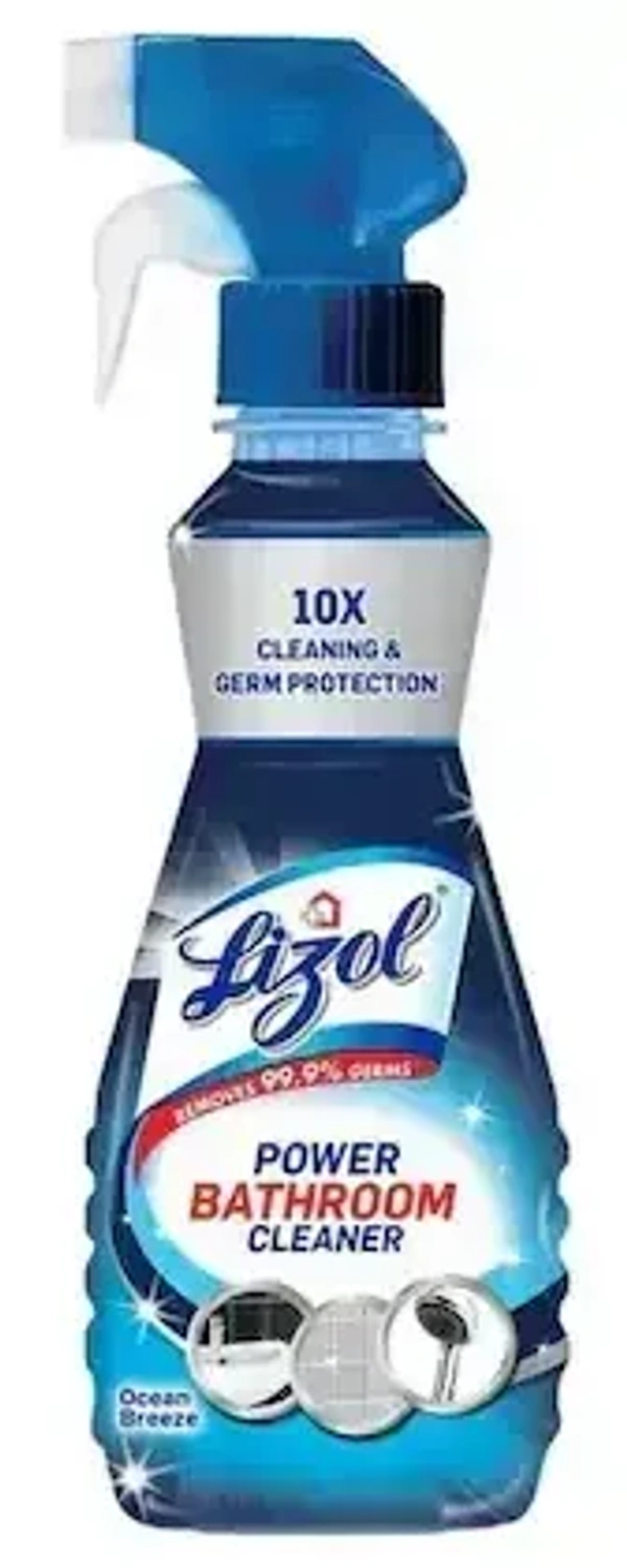 Home Care Lizol Bathroom Power Clean Ocean Breeze 10x Cleaning& Germ Protection Bottle, 250 ml - 250 ml