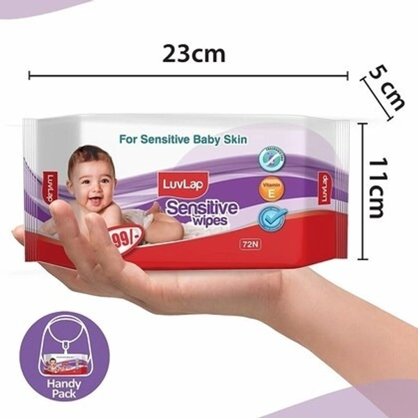 Luv Lap LuvLap Paraben Free Baby Wipes for Sensitive Skin, Fragrance Free, 72 Wipes