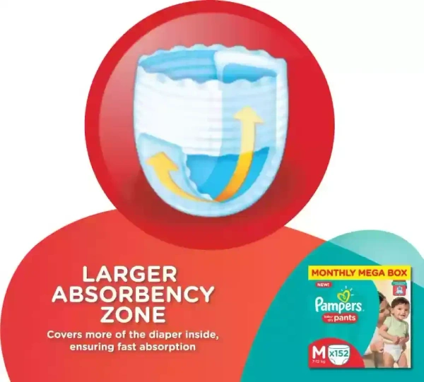 Pampers New Diapers Pants Monthly Box Pack (152 Nos), 152 pants