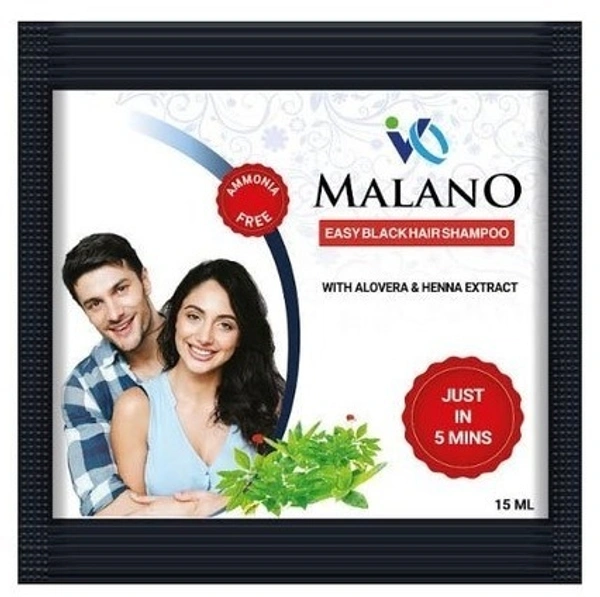 Malano Easy Black Shampoo Alovera& Henna Extract, 15 ml - 15 ml