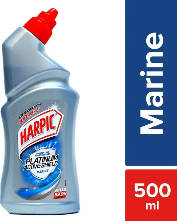 Harpic Platinum Active Shield Toilet Cleaner Marine, 500ml - 500ml