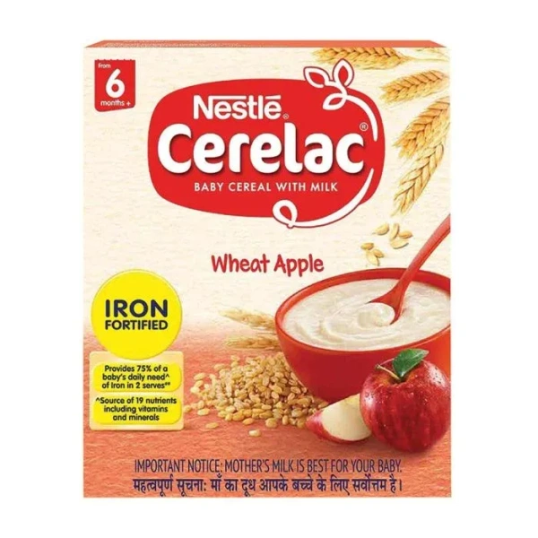 Nestle Cerelac Baby Cereal with Milk , Wheat Apple ,Stage 1, From 6 to 24 Months - 300g