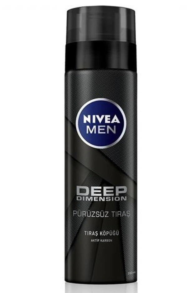 Nivea Men Deep Impact Foam Black Carbon Shaving, 200ml - 200ml