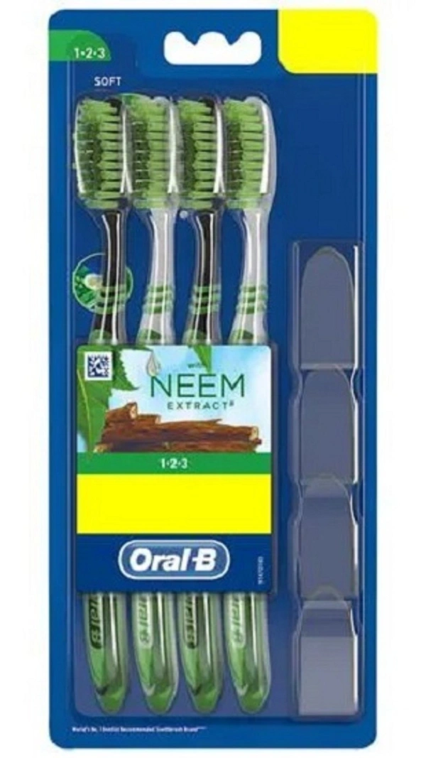 Oral-B Toothbrush Neem Extract 123 Soft Bristles, 4 pcs - 4 pcs