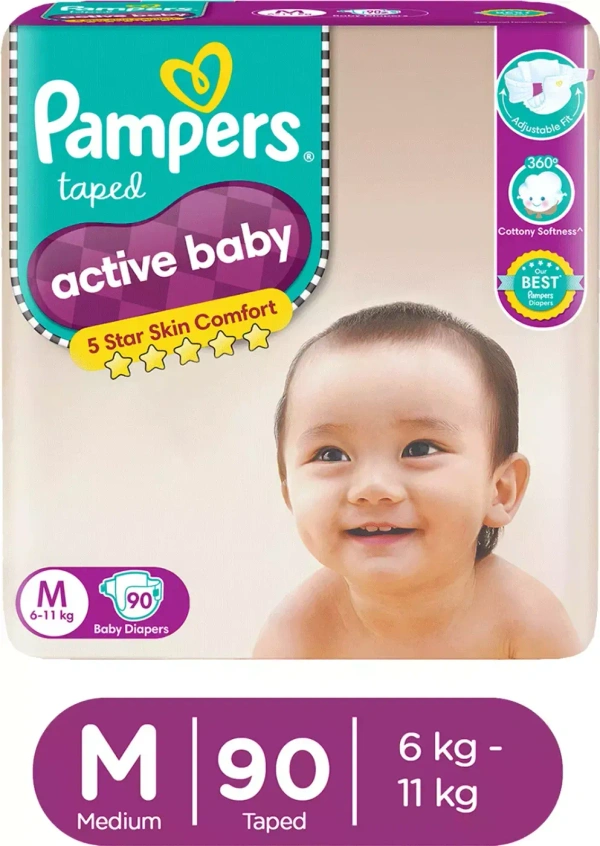Pampers Active Baby Diapers, Medium 20Pants - 20 Pants