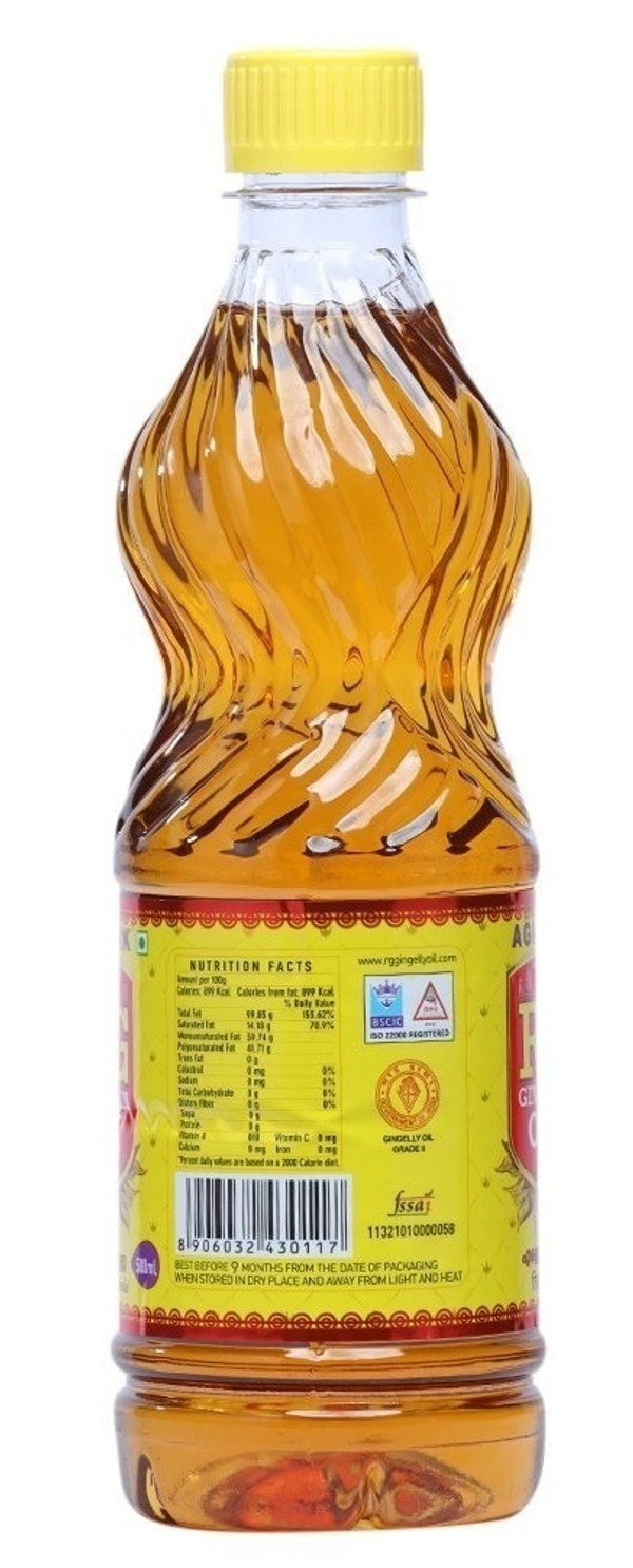 Rg RG Agmark Gingelly Oil Bottle, 500 ml - 500ml