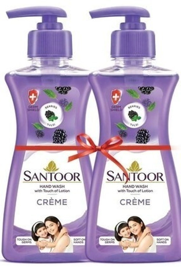 Santoor Handwash Cr�me Berries& Tulsi (Buy 1X200 ml Get 1 Free), 400 ml