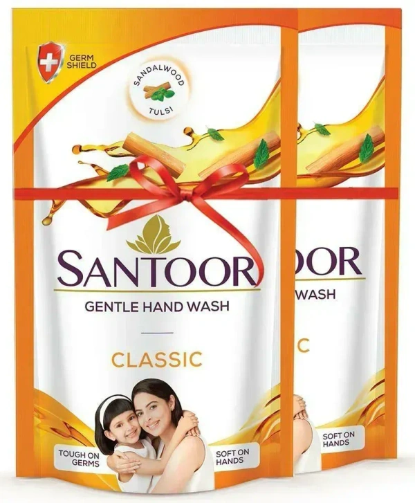 Santoor Gentle Hand Wash Classic (Buy 1 Get 1 Free), 180 ml