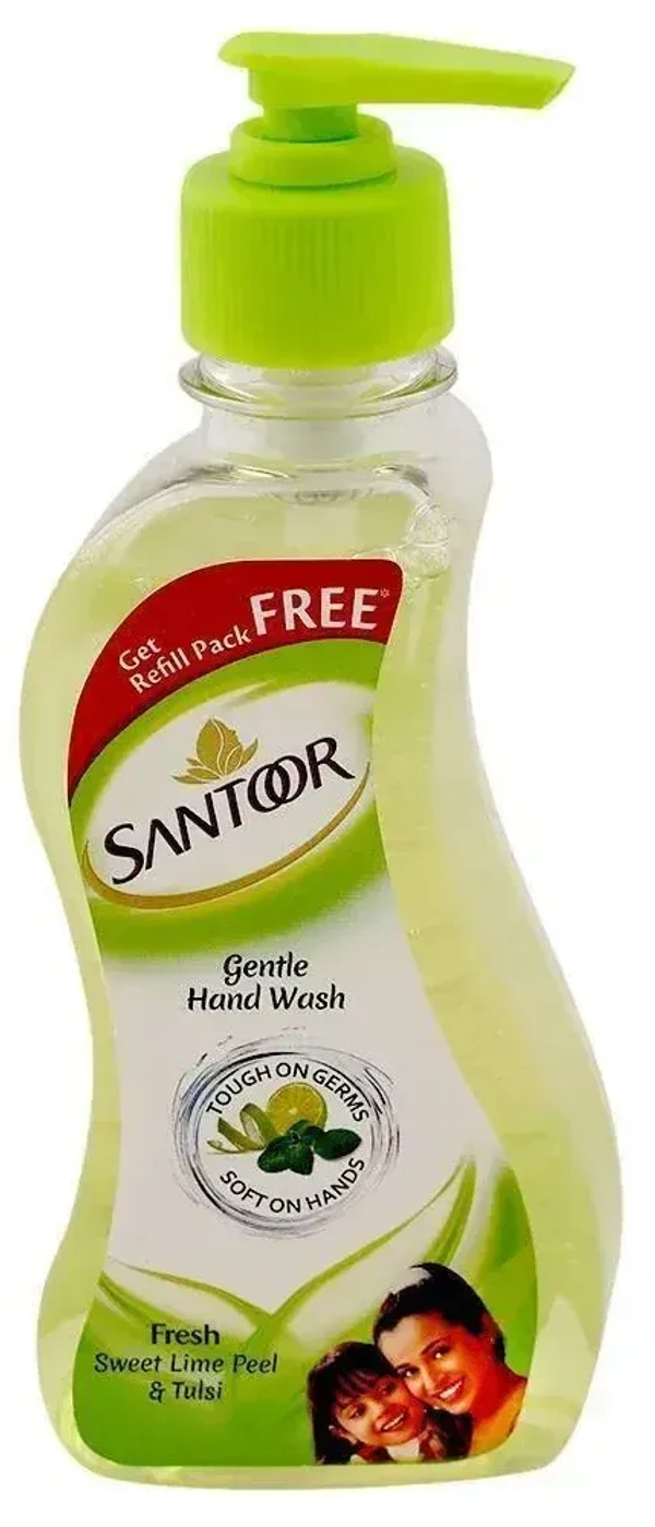 Santoor Gentle Handwash Fresh Sweet Lime Peel / Tulsi, 215 ml