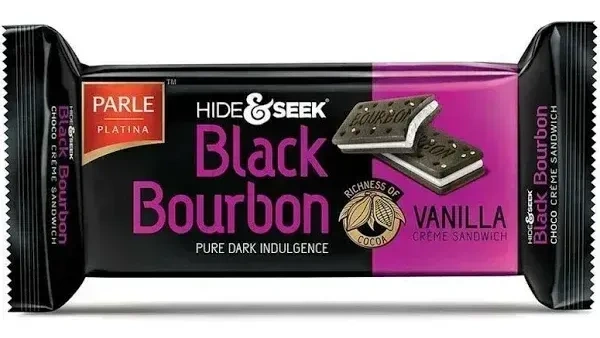 Parle Hide Seek Black Bourbon Vanilla Creme Sandwich, 82g - 100g
