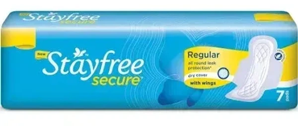 StayFree Stayfree Secure Regular Dry Cover With Wings, 7 pads - 7 Pads