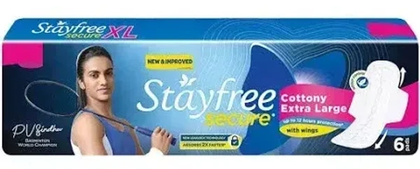 StayFree Stayfree Secure Extra Large Dry Cover with Wings, 6 pads - 6 pads