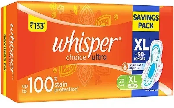 Whisper Choice Ultra Sanitary Pads Extra Large, 20 pads - 20 pads