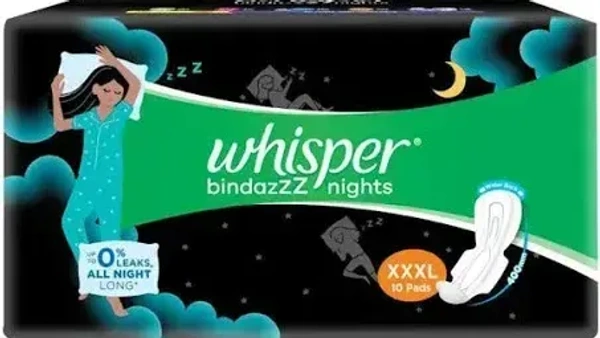 Whisper Bindazzz Nights Sanitary Pads XXXL , 10 pads - 10 pads