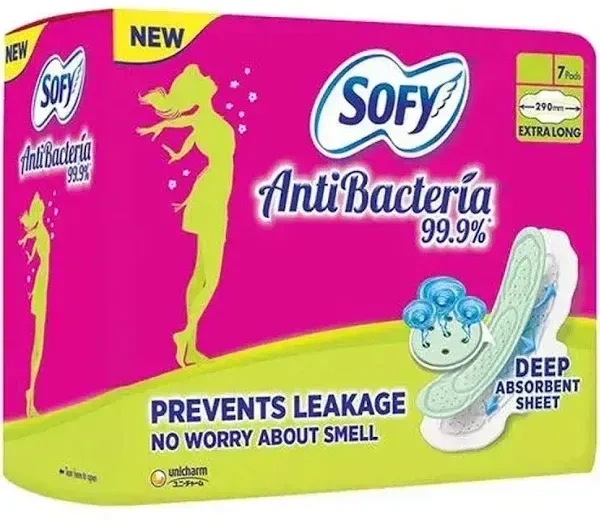 Sofy Anti Bacteria 99.9% Extra Long (290mm) , 7 pads - 7 Pads