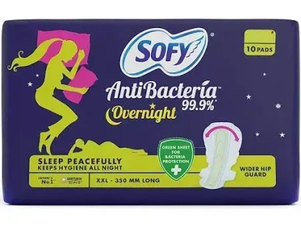 Sofy Anti Bacteria 99.9% Overnight (Wider Hip Guard) XXL, 10 pads - 10 pads