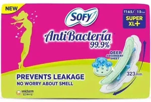 Sofy Anti Bacteria 99.9% Extra Long (290mm) 15's 29 Cm, 15 pads - 15 pads
