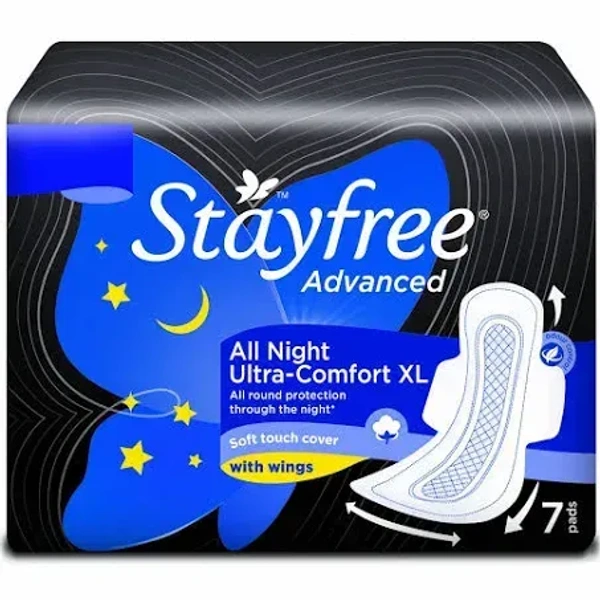 StayFree Stayfree Advanced All Night Ultra Comfort XL With Wings, 7 pads - 7 Pads