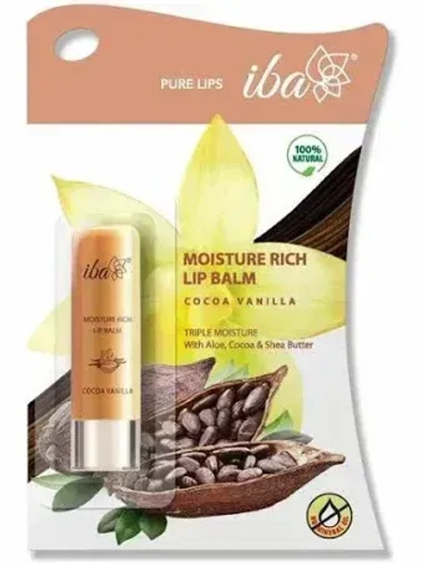 Iba Moisture Rich Lip Balm Cocoa Vanilla, 4.5g - 4g