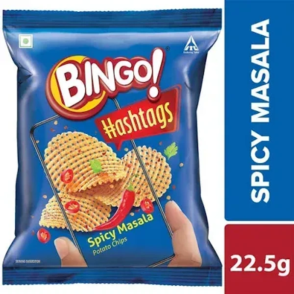 Bingo Hastag Spicy Masala Potato Chips. - 22.5g