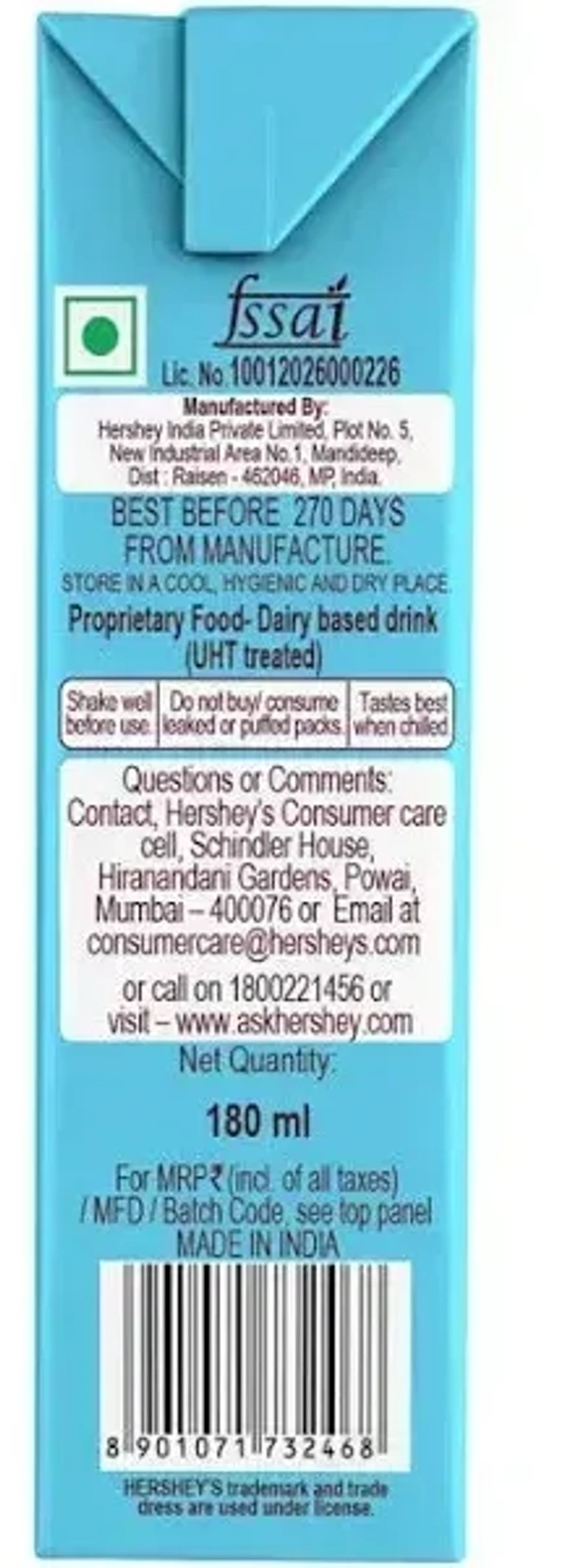 Hershey's Hersheys Milk Shake Vanilla, 200ml - 200ml