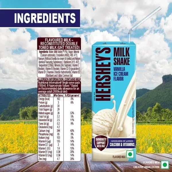 Hershey's Hersheys Milk Shake Vanilla, 200ml - 200ml