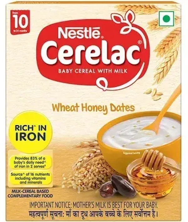Nestle Cerelac Wheat Honey Dates From 10 To 12 Months Carton, 300g - 300g