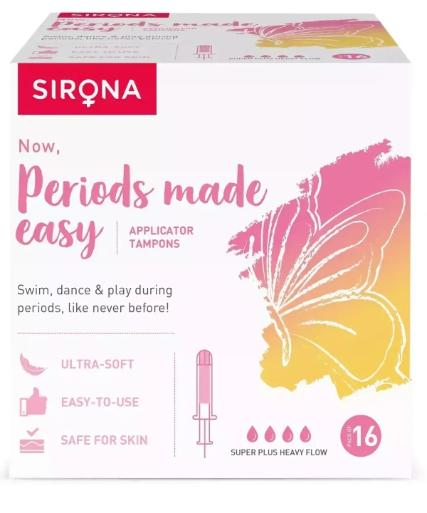 Sirona Premium Applicator Tampons Super Plus Heavy Flow (16 Nos), 16 pads - 16 pads