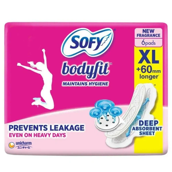 Sofy Bodyfit Sanitary Napkin Extra Long, 6 pads - 6 pads