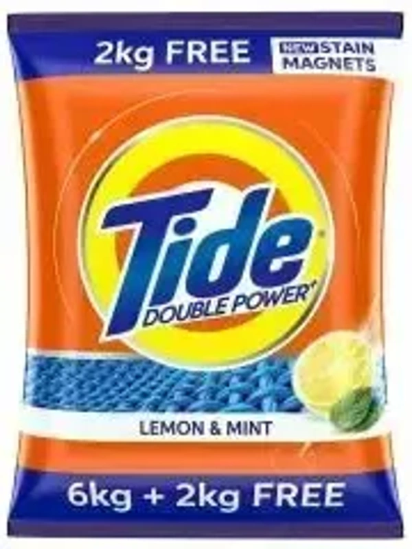 Tide Plus Extra Power Detergent Washing Powder (Lemon and Mint) with Free Detergent Powder), 8 kg - 8 kg