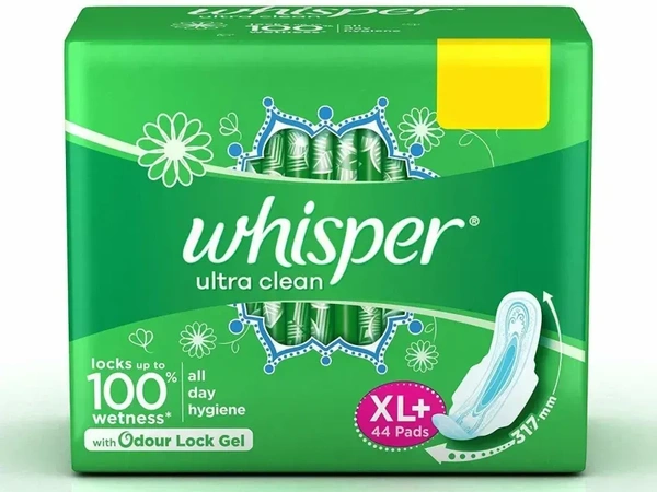 Whisper Sanitary Pads Extra Large Plus Clean Ultra, 44 pcs - 44 pcs