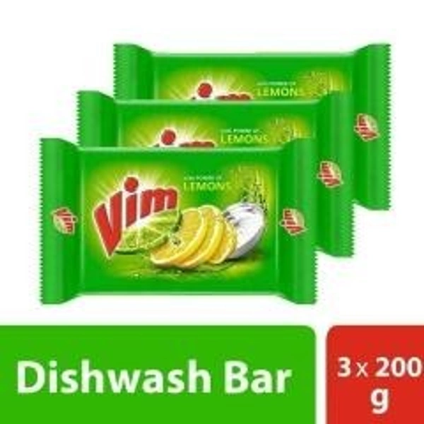 Vim Dishwash Bar Lemons (Pack of 3x200g), 600g - 600g