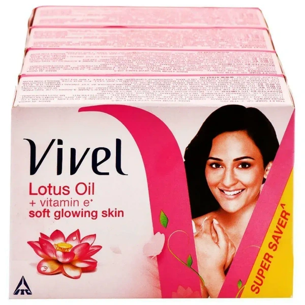 Vivel Lotus Oil Soap Soft Glowing Skin with Vitamin E (4X100g), 400g - 400g