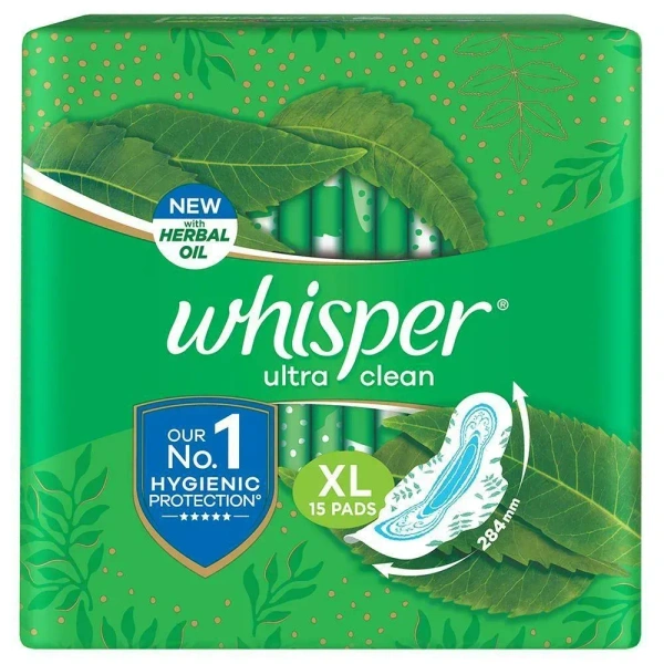 Whisper Ultra Clean Sanitary Pad Extra Large Plus, 15 pads - 15 pads