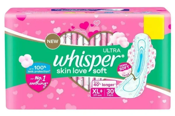Whisper Ultra Soft Air Fresh Sanitary Pad XL+, 30 pads - 30 pads