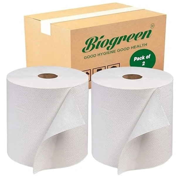 HRT Paper Towel || Fast drying || Highly absorbent ||150 Meters per roll - pack of 2 Universal size Compatible with all dispensers | Roll Diameter 16cm - White