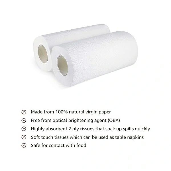 Pepcare Tissues Pepcare Brand - 2 Ply Kitchen Tissue/Towel Paper Roll 200 pulls | 100 pulls X 2 Rolls | soft and highly absorbent