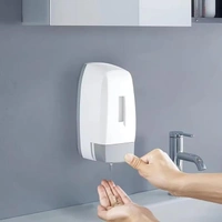ABS Plastic Wall Mounted Commercial Grade Liquid Soap Dispenser for Wash Basin Bathroom Kitchen Restroom (500 Ml, (White - Grey))