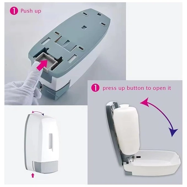 ABS Plastic Wall Mounted Commercial Grade Liquid Soap Dispenser for Wash Basin Bathroom Kitchen Restroom (500 Ml, (White - Grey))