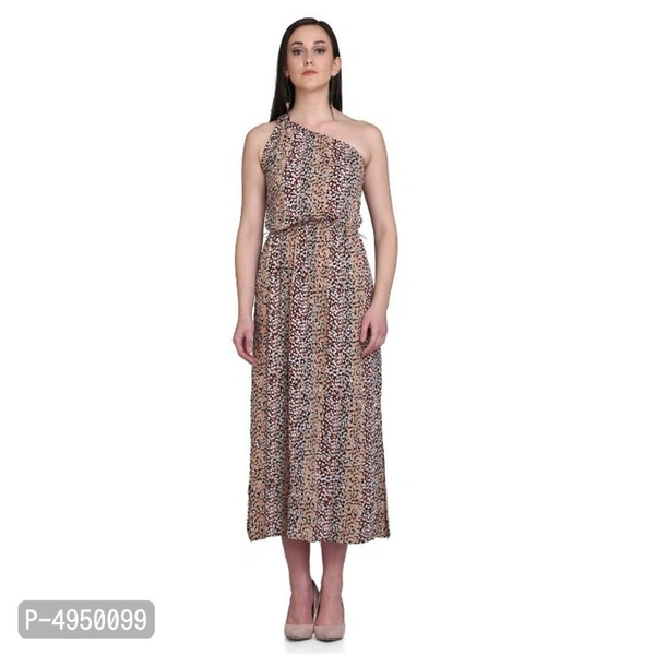 Rayon Printed Maxi Length Dress - M,L,X, Black & Brown