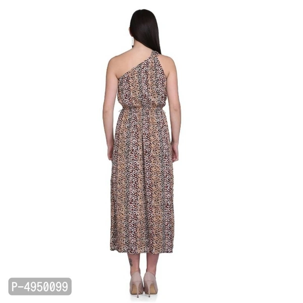 Rayon Printed Maxi Length Dress - M,L,X, Black & Brown