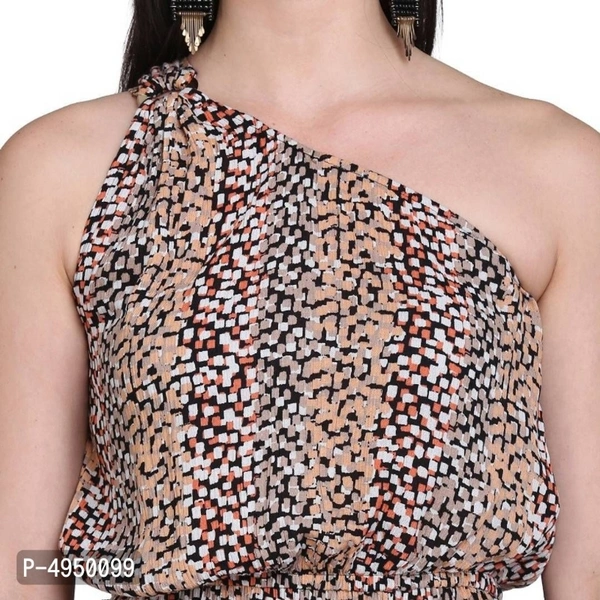 Rayon Printed Maxi Length Dress - M,L,X, Black & Brown
