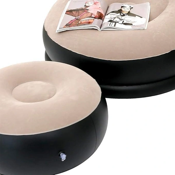  Inflatable Lounger Set, 2-in-1 Sofa Chair with Footstool, Portable Outdoor Recliner with Air Pump, Multicolor - UNIVERSAL