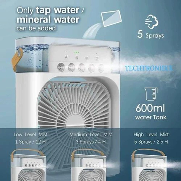 Portable Humidifier Air Cooler Mist Fan Mini Cooler Mini Mist Spray Air Cooler Rechargeable Cooler - White