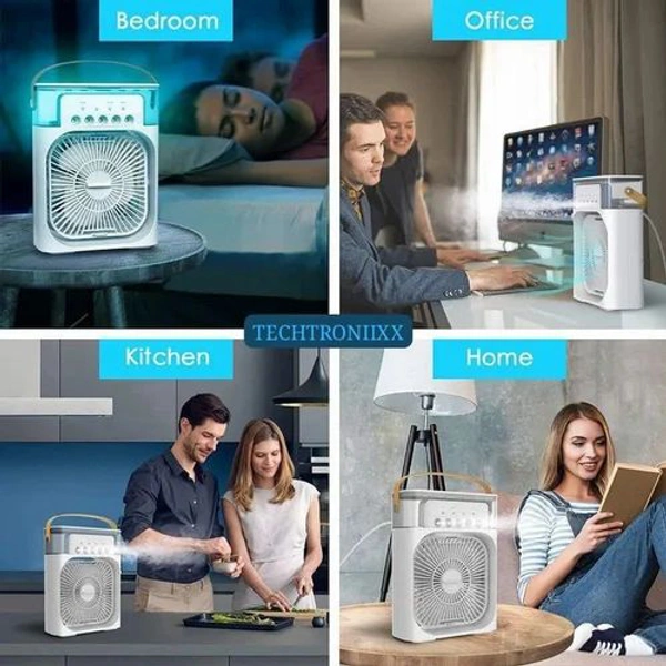 Portable Humidifier Air Cooler Mist Fan Mini Cooler Mini Mist Spray Air Cooler Rechargeable Cooler - White