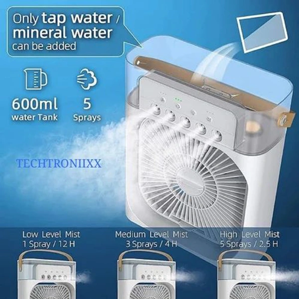 Portable Humidifier Air Cooler Mist Fan Mini Cooler Mini Mist Spray Air Cooler Rechargeable Cooler - White