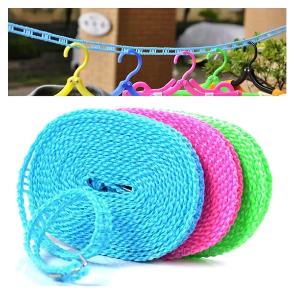 3 Meter Anti-Slip Clothesline Rope - Nylon, Hooks ( 1 Piece ) 