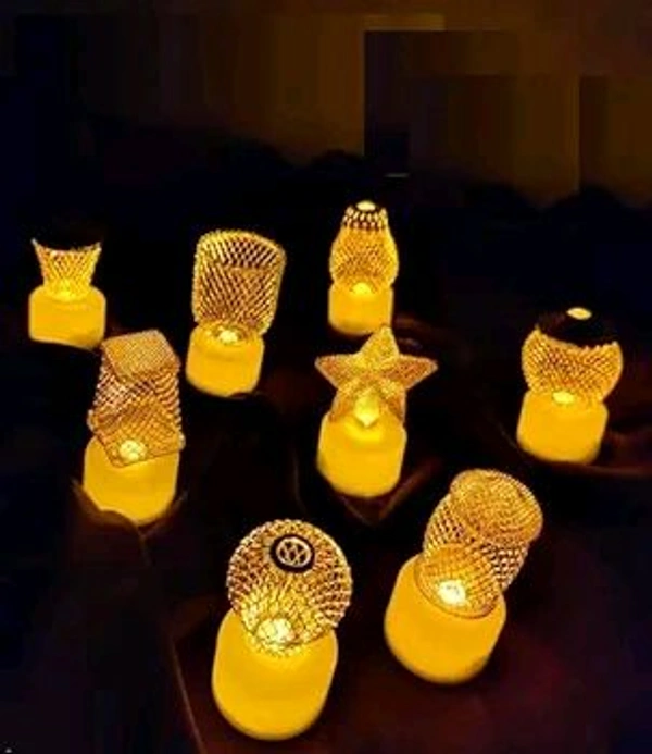 Multidesign Stylish Golden Beach Festive Decoration Night Lamp  - 3 Piece Tower Shape