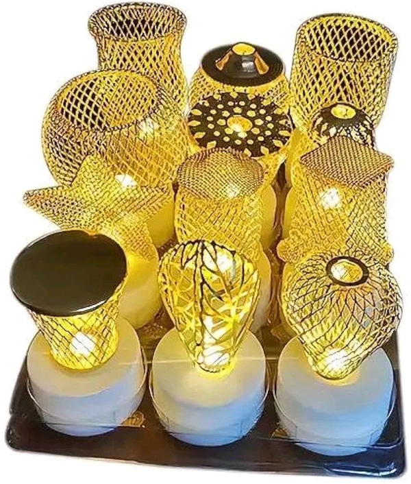 Multidesign Stylish Golden Beach Festive Decoration Night Lamp  - 3 Piece Tower Shape